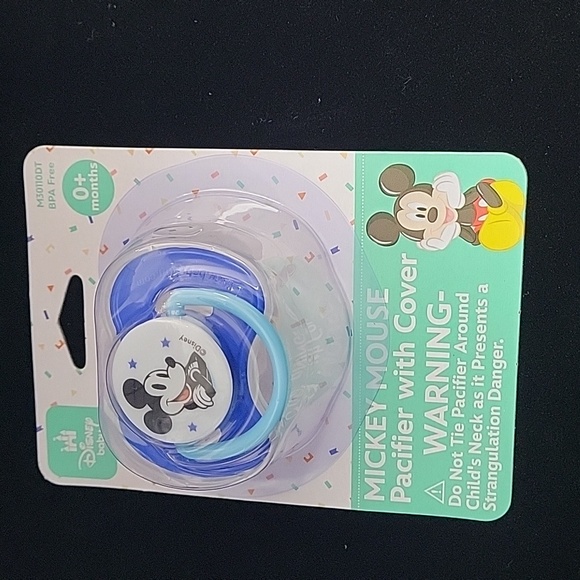NIP Two (2) Disney Mickey Mouse Pacifier with Cover Blue - Picture 2 of 5